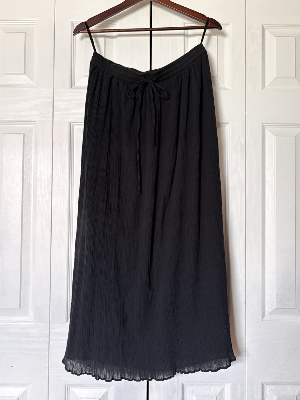 For The Republic Black Flowy Midi - Maxi Skirt Size Small Drawstring
